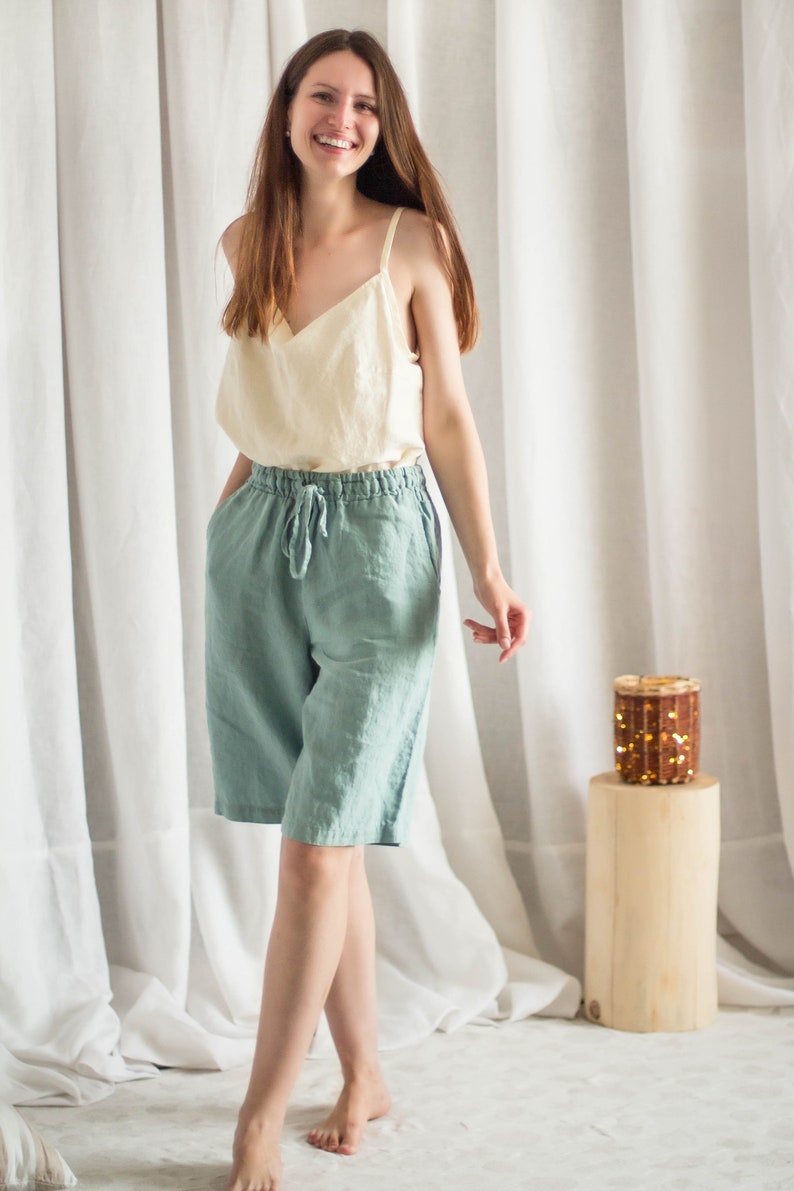 Linen Shorts/ Clara/ Organic Linen/ Loungewear/ Sport/ Linen Set/ Linen Clothing/ Woman's Cloting image 3