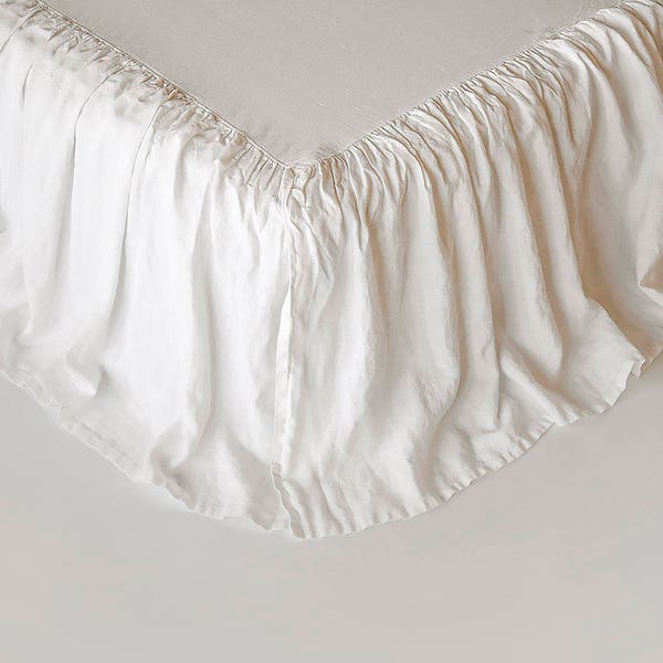 Linen Dust Ruffle Bed Skirt Stone Washed Super Soft Queen King Twin Full Double Natural Organic European 100% Flax Bedskirt CHRISTMAS SALES!