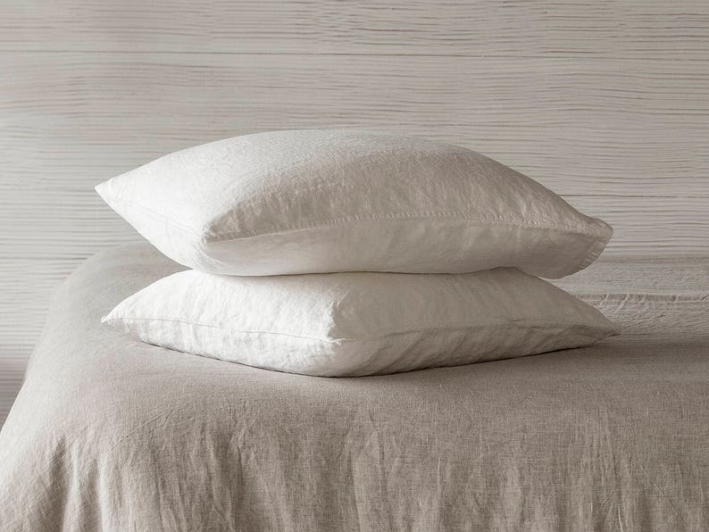 Linen Pillowcase Stone Washed Sham Pillow Case Cover Cushion SuperSoft Pure Natural Organic Antibacterial Flax Standard Queen King Euro SALE image 1