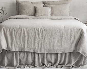 Linen Set Duvet Cover Queen, 2 pcs Pillowcases Standard Oatmeal Flax, Ready for ship