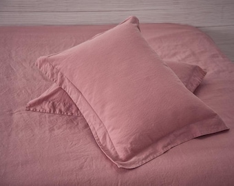 Oxford Pillow Case Sham, Color Dusty Ashen Rose, Size Standard European