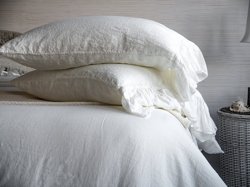 Linen Pillow Case Cover Luxury Stone Washed Super Soft French Rustic Classic Ruffled Sleeping Pillowcase Shabby Chic HOT CHRISTMAS SALES!!