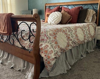 Linen  Bed Skirt TWIN, TWIN XL  Natural Flax Gray, Ready for ship