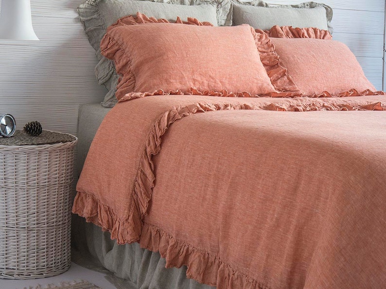 Luxury French Vintage Frilled Linen Duvet Cover & Set 100 Etsy