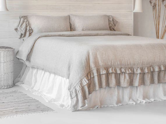 Exclusive Vintage French Linen 100/% Cotton Stone Wash Duvet Cover Bedding Set