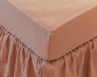 Linen Fitted Sheet, Stone Washed Softened. Queen, King, Full, Twin also Wyoming, Texas, Alaskan, Florida, Crib & Custom Sizes incl.