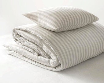 Linen Duvet Cover Stone Washed Super Soft Natural Organic 100% Stripes  Stonewashed  Antibacterial Protective Flax King Queen Full -SALE!
