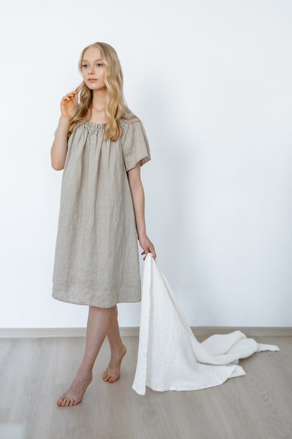 Linen Nightdress/ Cecil/ Sleep Dress/ Romantic/ Women's Clothing/ Organic  Linen Clothing 