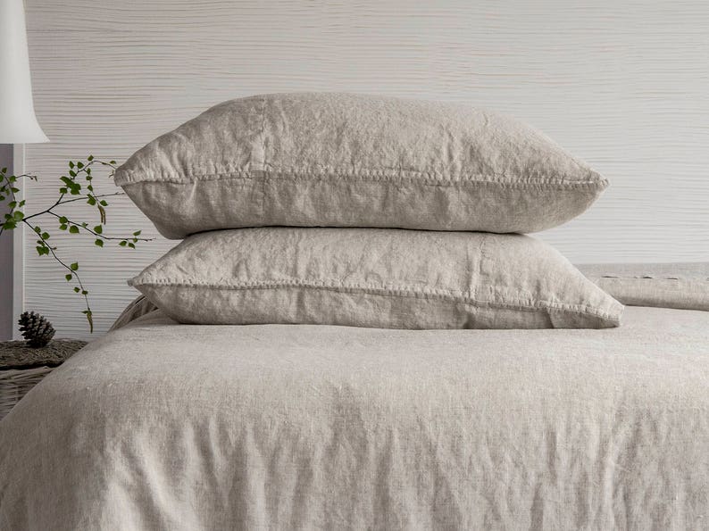 Linen Pillowcase Stone Washed Sham Pillow Case Cover Cushion Super Soft Standard Queen King Euro Pure Natural Organic Flax CHRISTMAS SALES image 1
