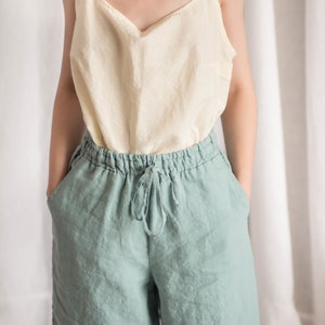 Linen Shorts/ Clara/ Organic Linen/ Loungewear/ Sport/ Linen Set/ Linen Clothing/ Woman's Cloting image 1
