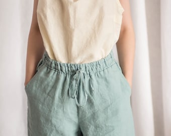 Linen Shorts/ Clara/ Organic Linen/ Loungewear/ Sport/ Linen Set/ Linen Clothing/ Woman's Cloting