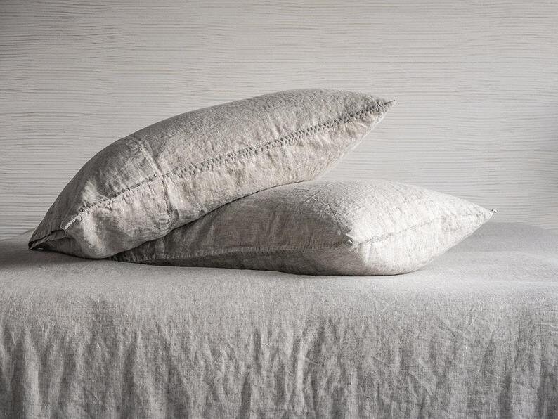 Linen Pillowcase Stone Washed Sham Pillow Case Cover Cushion SuperSoft Pure Natural Organic Antibacterial Flax Standard Queen King Euro SALE image 2