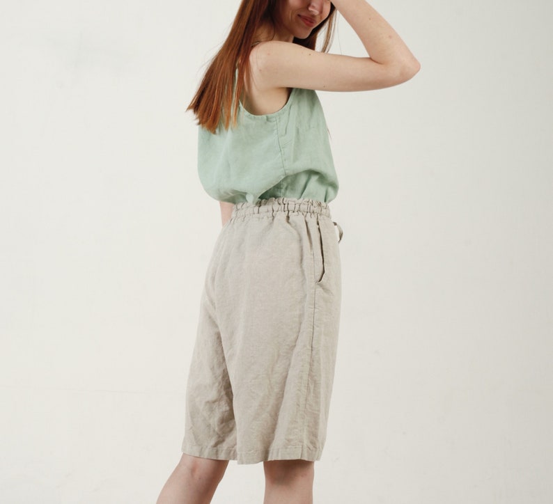 Linen Shorts/ Clara/ Organic Linen/ Loungewear/ Sport/ Linen Set/ Linen Clothing/ Woman's Cloting image 4