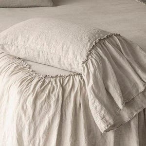 Linen Pillowcases 2 pcs Stone Washed Super Soft With Ruffles 100% European Flax Natural Organic Silky Stone Village Coll. CHRISTMAS SALES image 3