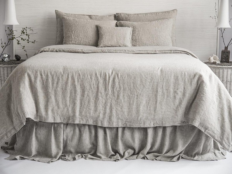 Linen Duvet Cover Stone Washed Super Soft Shabby Chic Natural Organic 100% Stonewashed Antibacterial Protective Flax King Queen Full SALE image 2