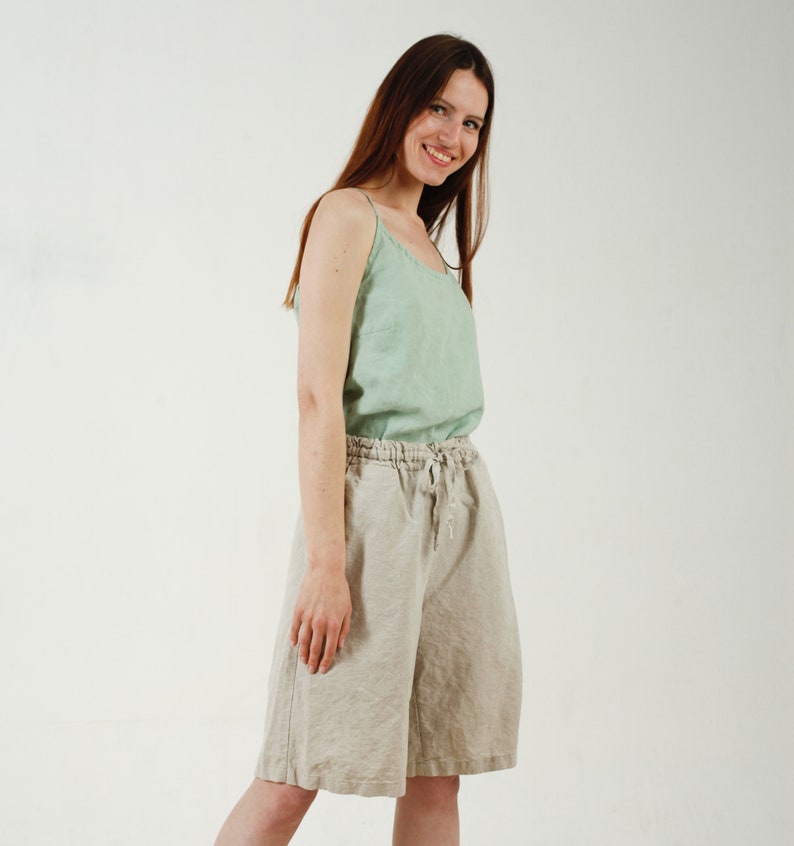 Linen Shorts/ Clara/ Organic Linen/ Loungewear/ Sport/ Linen Set/ Linen Clothing/ Woman's Cloting image 5