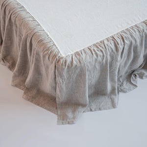 Linen Dust Ruffle Bed Skirt, Stone Washed Softened Linen. Queen, King, Twin, Full Double Sizes. Natural Organic Flax.