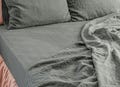 Linen Fitted Sheet, Stone Washed Super Soft. Queen, King, Full, Eco 100% European Flax Natural Organic.