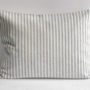 NEW 100% Linen Pillow Sham King Queen Standard Euro Square Natural Natural Organic Eco Flax Striped Fabric Case All Size Pillowcase image 1