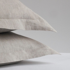 100% Linen Oxford Type Natural Gray White Sham Pillow Case Standard Queen King European Cover Natural Organic Eco Premium CHRISTMAS SALE!