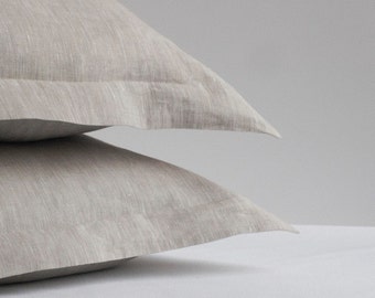 100% Linen Oxford Type Natural Gray White Sham Pillow Case Standard Queen King European Cover Natural Organic Eco Premium CHRISTMAS SALE!