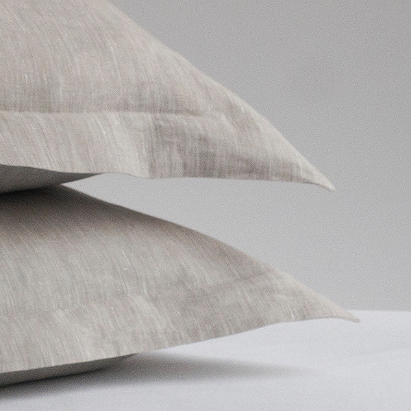 100% Linen Oxford Type Natural Gray White Sham Pillow Case Standard Queen King European Cover Natural Organic Eco Premium