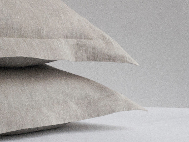 100% Linen Oxford Type Natural Gray White Sham Pillow Case Standard Queen King European Cover Natural Organic Eco Premium CHRISTMAS SALE!