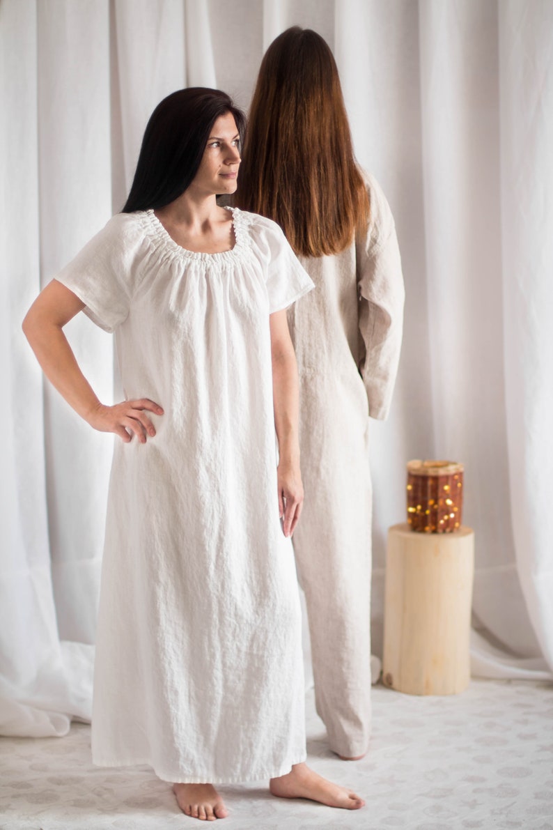 Linen Nightdress/Angel/ Sleep dress/ Romantic/ Women's clothing/ Organic Linen Clothing immagine 4