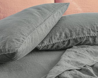 Linen Pillowcase Stone Washed Sham Pillow Case Cover Cushion Super Soft Standard Queen King Euro Pure Natural Organic Flax