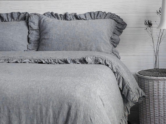 Luxury French Vintage Frilled Linen Duvet Cover Set 100 Etsy