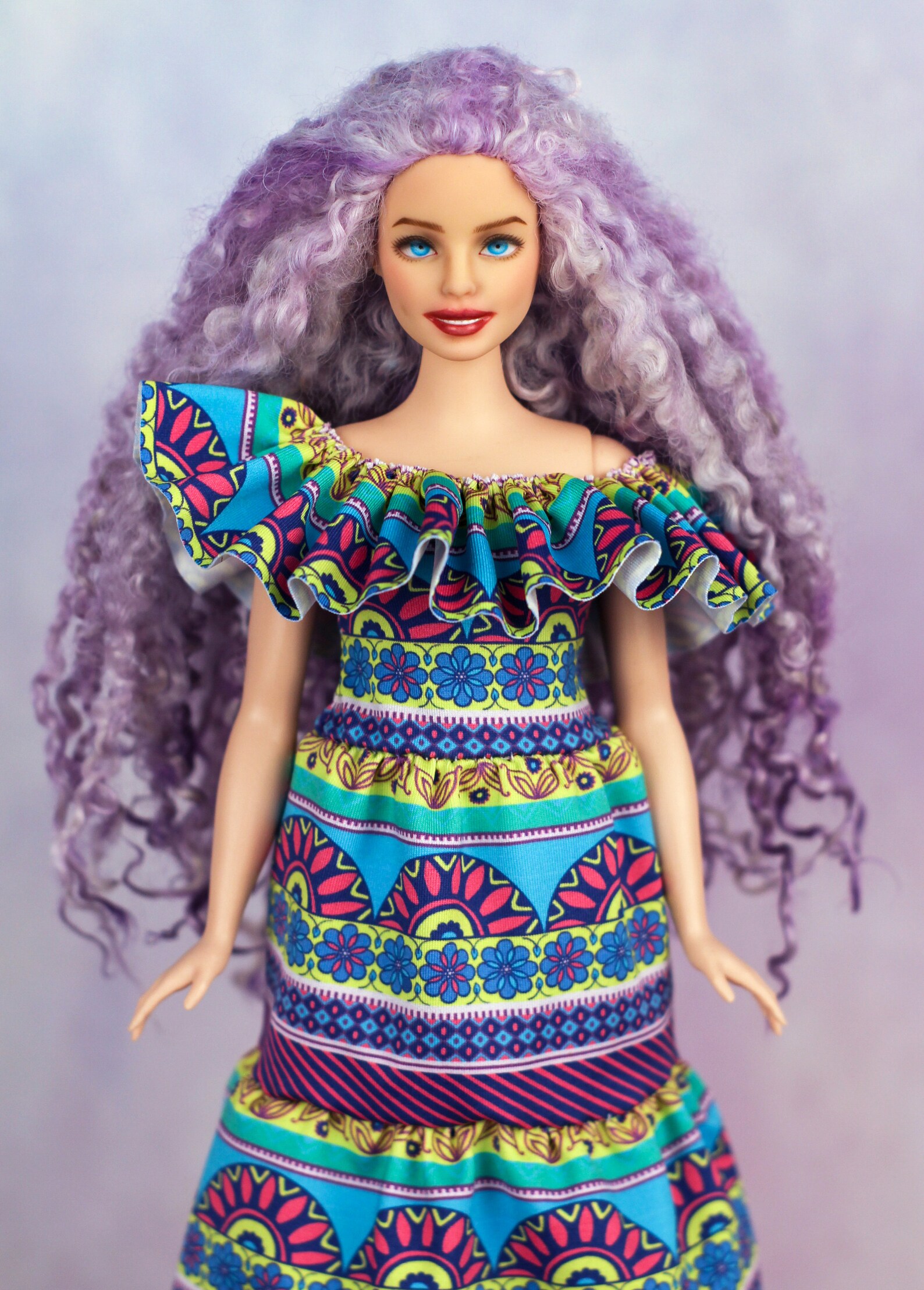 Barbie repaint doll with dusty lilac hair in purple hat OOAK | Etsy