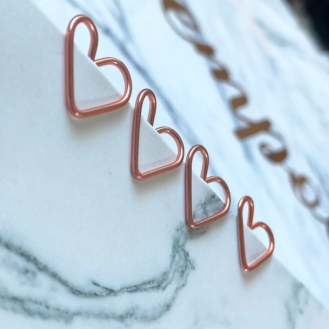 Mini clips de papel en forma de corazón de cobre / 6 recuentos Etsy