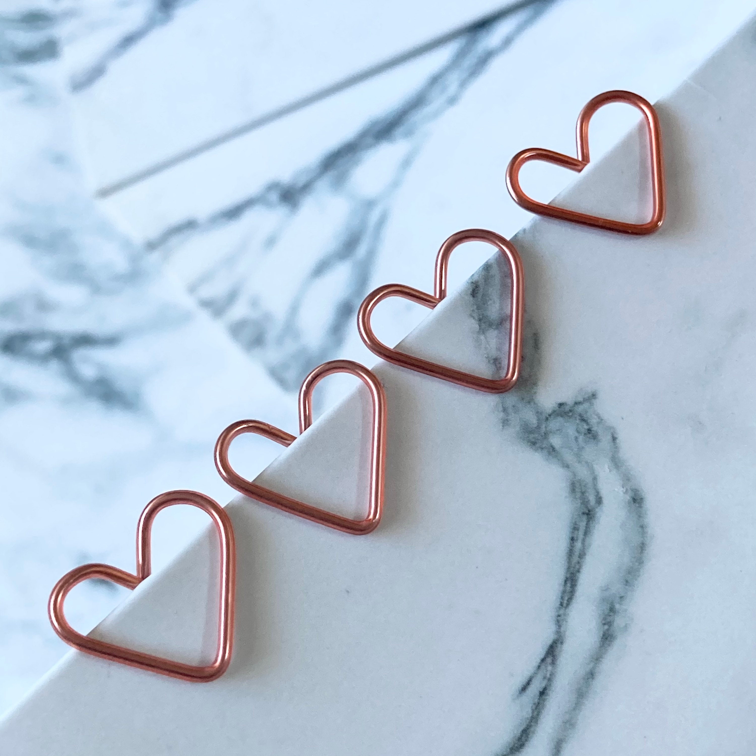 Mini clips de papel en forma de corazón de cobre / 6 recuentos Etsy
