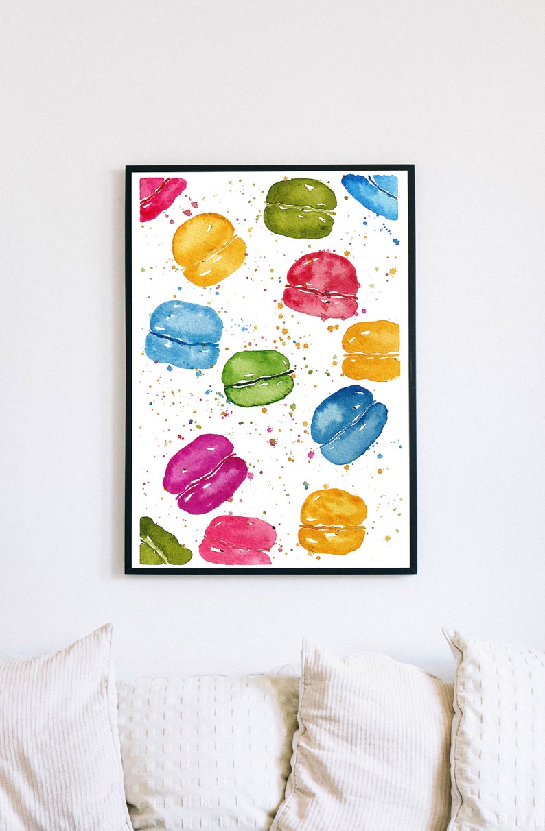 Watercolour Macarons Art Digital Download image 2