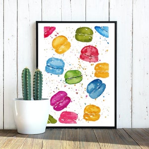 Watercolour Macarons Art Digital Download image 1