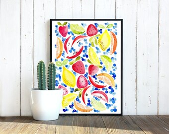 Watercolour Mixed Fruits - Art Digital Download