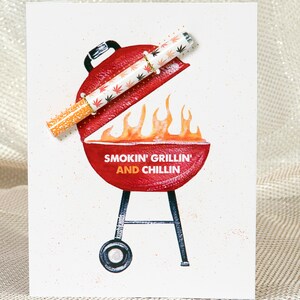 Grillin and Chillin Stoner Vatertag Grußkarte mit Pfeife, 420 Grußkarten, KushKards | Stoner Geschenke | Kiffer Zubehör