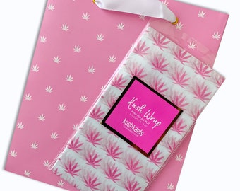 Pink/White Pot Leaf Gift Bag + Tissue Paper Set | Stoner Gifts | Cannabis Gift Wrap | 420 Gifts | Cannabis Greeting Cards