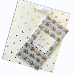 Wit / Goud Pot Leaf Gift Bag + Tissue Paper Set | Stoner | Cannabis Cadeau Wrap | 420 | Kadootjes Cannabis Wenskaarten
