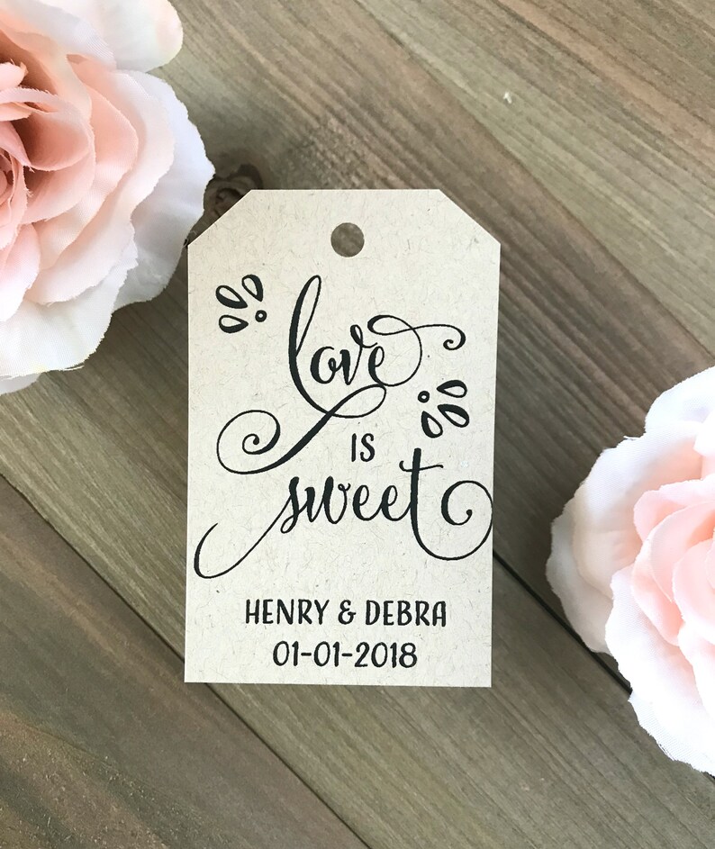 Personalized Small Love Is Sweet Wedding Favor Tags Etsy