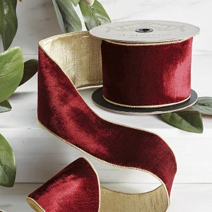 Hying Burgundy Red Ribbons for Wreath Bows, Valentine's Day Wired Edge  Ribbons Holiday Red Velvet Ribbon Wedding Craft Ribbons for Gift Wrapping