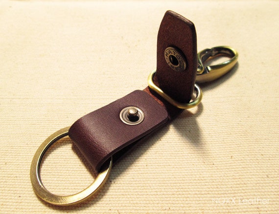 Men Women Vintage Tanned Leather House Keyring Key Chain Rings Keyfob Belt Clip