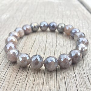 AB Black Moonstone Bracelet: Faceted Gemstone, Boho Chic Jewelry