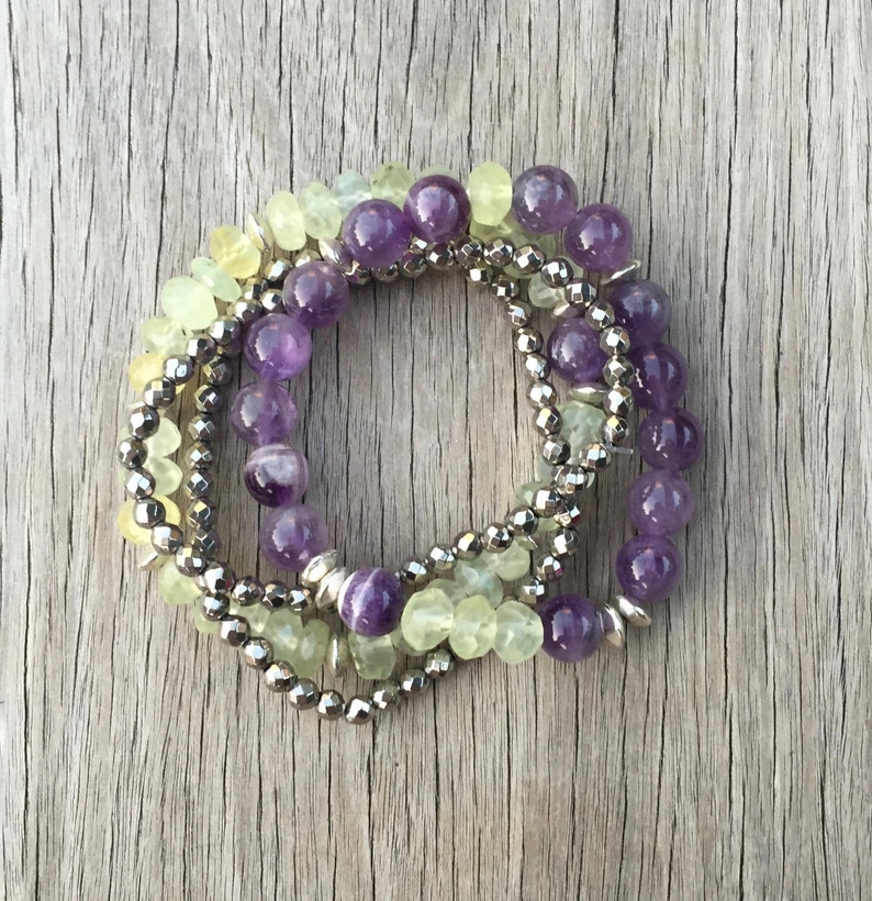 Amethyst Bracelet / Stacking Stretch Bracelet / Yoga Bracelet | Etsy