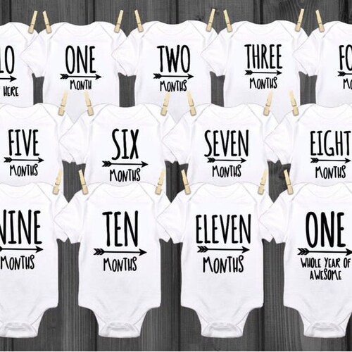 Monthly Onesies Set || Infant Milestone shops Bodysuits || Organic Cotton || Baby's First Year Set || Baby Shower Gift