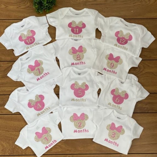 Monthly Onesies Set || Infant Milestone shops Bodysuits || Organic Cotton || Baby's First Year Set || Baby Shower Gift