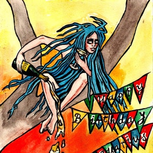 Cartão Aniversário do Zodíaco do Horror Folk Aquarius