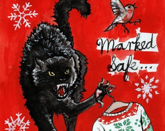 Carte de Noël chat de Noël