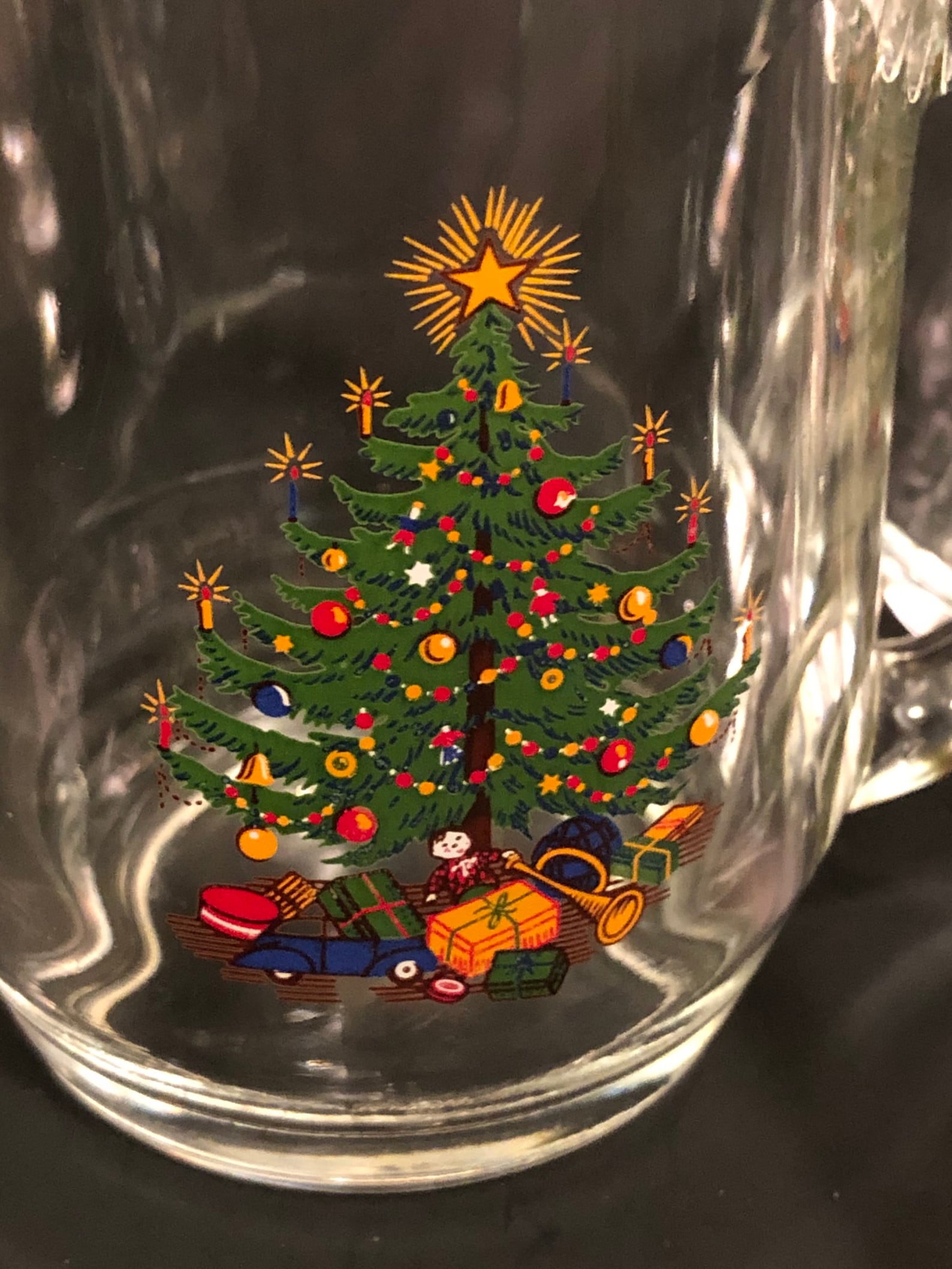 Vintage Glass Christmas tree mugs set of 4 Etsy
