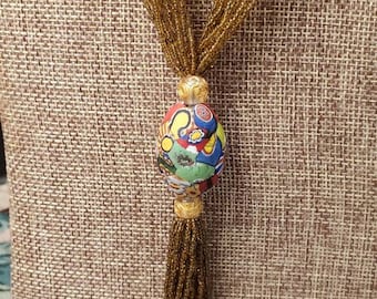 Antique Moretti milifiori flapper necklace